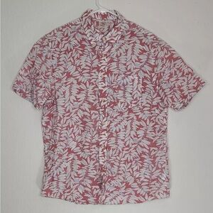 Faherty Short Sleeve Stretch Playa Shirt Button Down Leaf Print Size L Mens